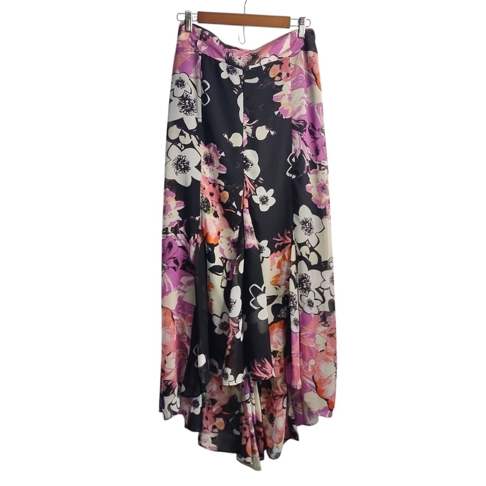 John Paul Richard Women's Multicolor Floral Print Shiffon Maxi Skirt Sz Large